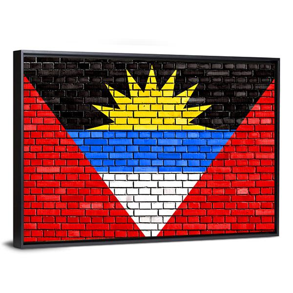 Flag Of Antigua And Barbuda Canvas Wall Art-3 Horizontal-Gallery Wrap-25" x 16"-Tiaracle