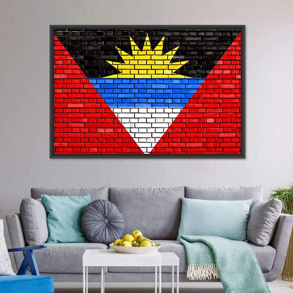 Flag Of Antigua And Barbuda Canvas Wall Art-3 Horizontal-Gallery Wrap-25" x 16"-Tiaracle