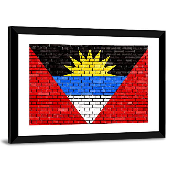 Flag Of Antigua And Barbuda Canvas Wall Art-3 Horizontal-Gallery Wrap-25" x 16"-Tiaracle