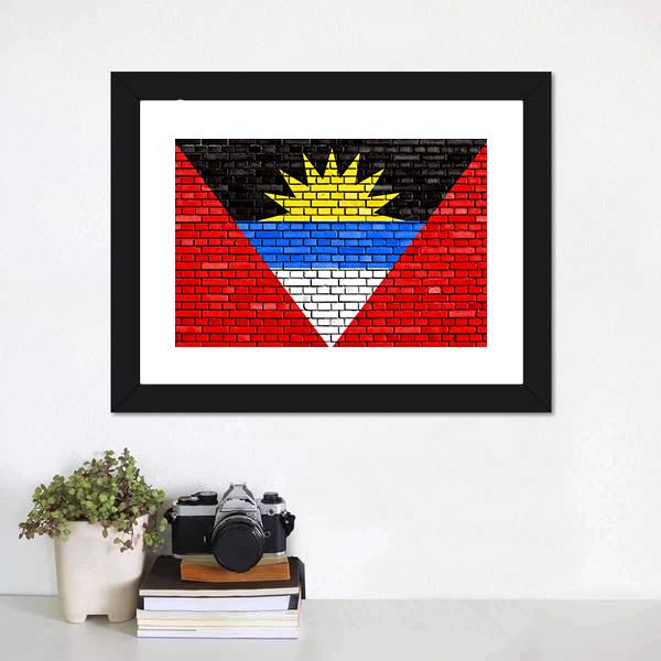 Flag Of Antigua And Barbuda Canvas Wall Art-1 Piece-Framed Print-20" x 16"-Tiaracle