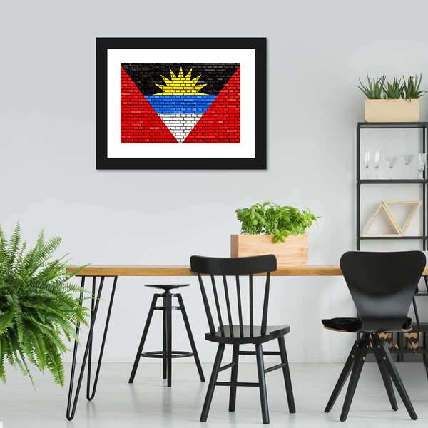Flag Of Antigua And Barbuda Canvas Wall Art-3 Horizontal-Gallery Wrap-25" x 16"-Tiaracle