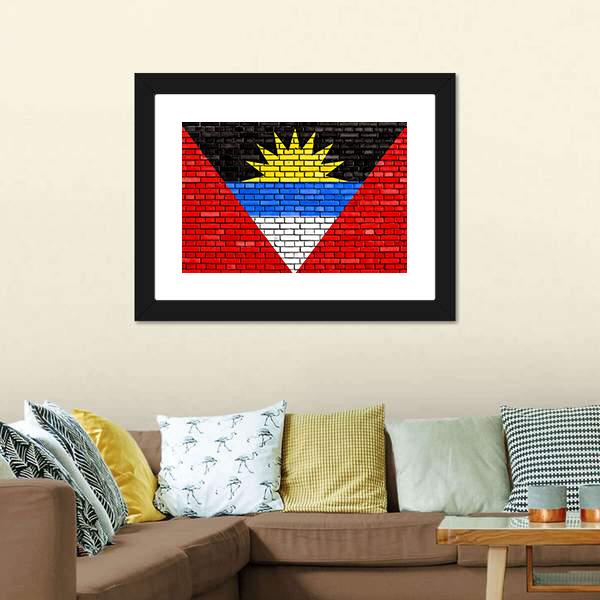 Flag Of Antigua And Barbuda Canvas Wall Art-3 Horizontal-Gallery Wrap-25" x 16"-Tiaracle