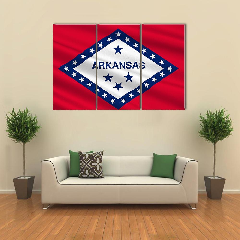 Flag Of Arkansas Canvas Wall Art-3 Horizontal-Gallery Wrap-37" x 24"-Tiaracle