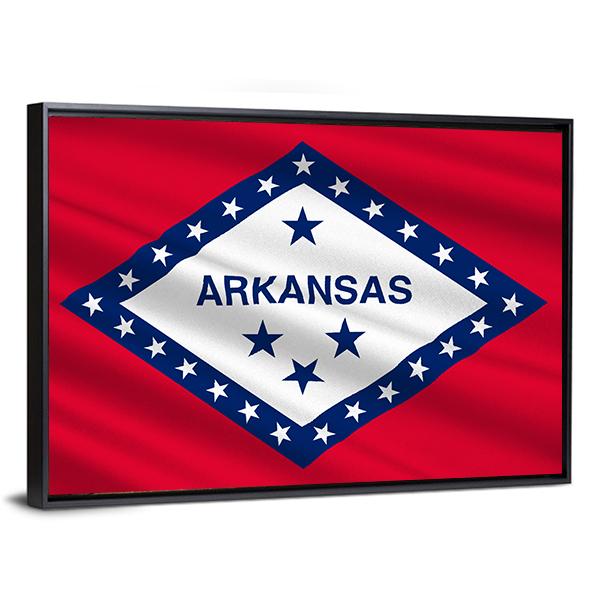 Flag Of Arkansas Canvas Wall Art-3 Horizontal-Gallery Wrap-25" x 16"-Tiaracle