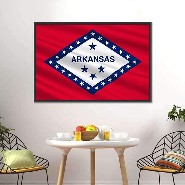 Flag Of Arkansas Canvas Wall Art-3 Horizontal-Gallery Wrap-25" x 16"-Tiaracle