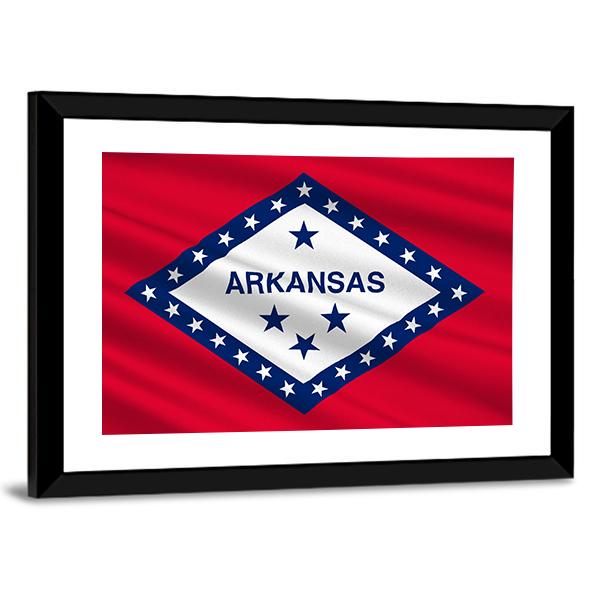 Flag Of Arkansas Canvas Wall Art-3 Horizontal-Gallery Wrap-25" x 16"-Tiaracle