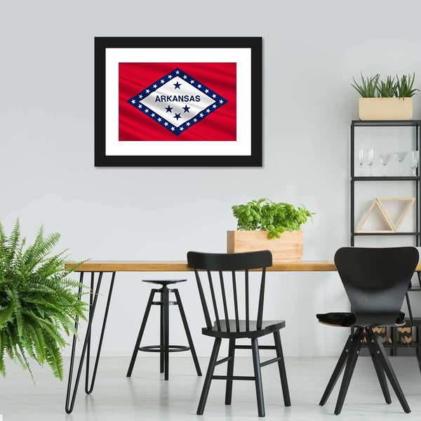 Flag Of Arkansas Canvas Wall Art-3 Horizontal-Gallery Wrap-25" x 16"-Tiaracle