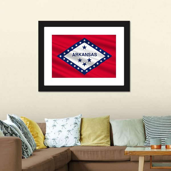 Flag Of Arkansas Canvas Wall Art-3 Horizontal-Gallery Wrap-25" x 16"-Tiaracle