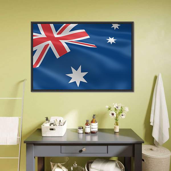 Flag of Australia Canvas Wall Art-1 Piece-Floating Frame-24" x 16"-Tiaracle