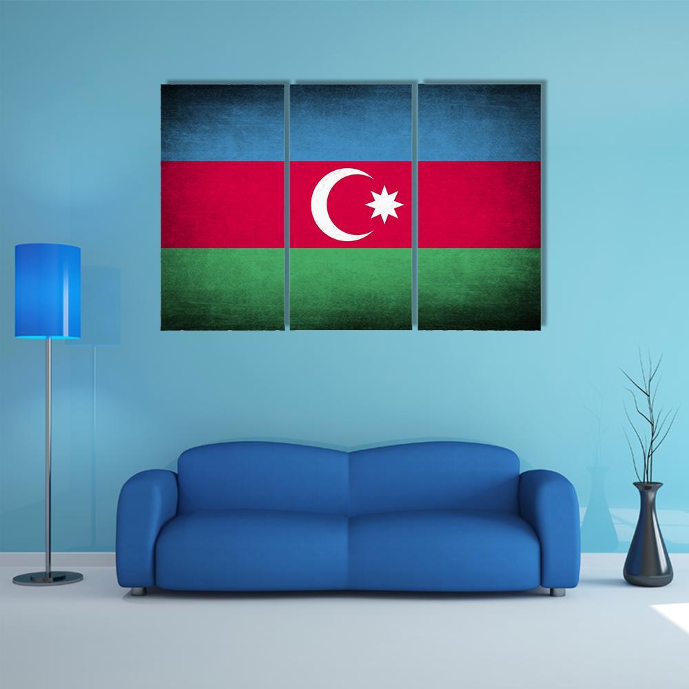 Flag Of Azerbaijan Canvas Wall Art-3 Horizontal-Gallery Wrap-37" x 24"-Tiaracle