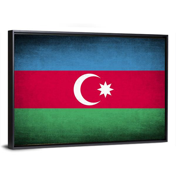 Flag Of Azerbaijan Canvas Wall Art-3 Horizontal-Gallery Wrap-25" x 16"-Tiaracle
