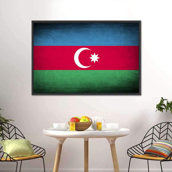 Flag Of Azerbaijan Canvas Wall Art-3 Horizontal-Gallery Wrap-25" x 16"-Tiaracle