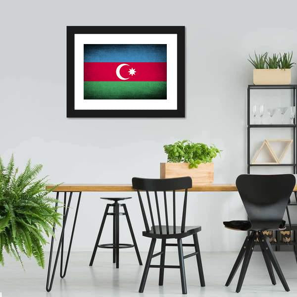 Flag Of Azerbaijan Canvas Wall Art-3 Horizontal-Gallery Wrap-25" x 16"-Tiaracle
