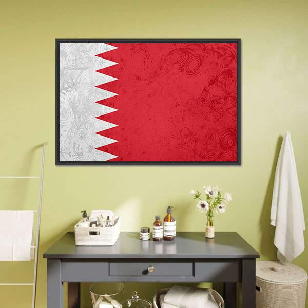 Flag Of Bahrain Canvas Wall Art-1 Piece-Floating Frame-24" x 16"-Tiaracle