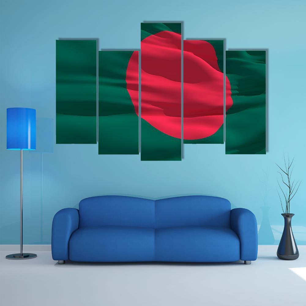 Flag Of Bangladesh Canvas Wall Art-5 Pop-Gallery Wrap-47" x 32"-Tiaracle