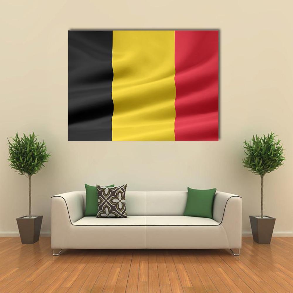 Flag Of Belgium Canvas Wall Art-1 Piece-Gallery Wrap-48" x 32"-Tiaracle