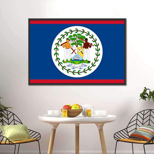 Flag Of Belize Canvas Wall Art-3 Horizontal-Gallery Wrap-25" x 16"-Tiaracle