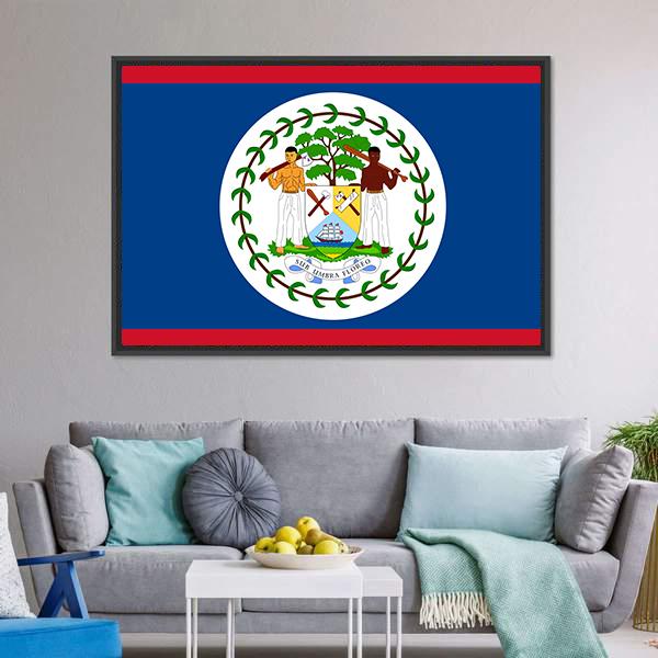Flag Of Belize Canvas Wall Art-3 Horizontal-Gallery Wrap-25" x 16"-Tiaracle