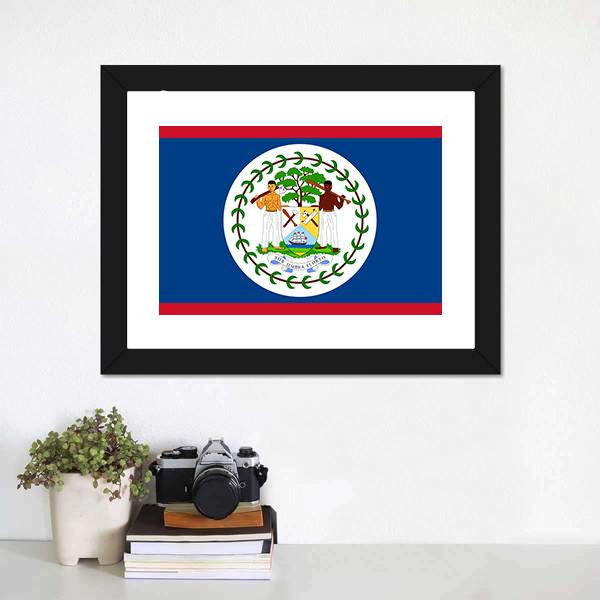 Flag Of Belize Canvas Wall Art-1 Piece-Framed Print-20" x 16"-Tiaracle