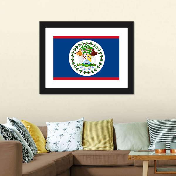 Flag Of Belize Canvas Wall Art-3 Horizontal-Gallery Wrap-25" x 16"-Tiaracle