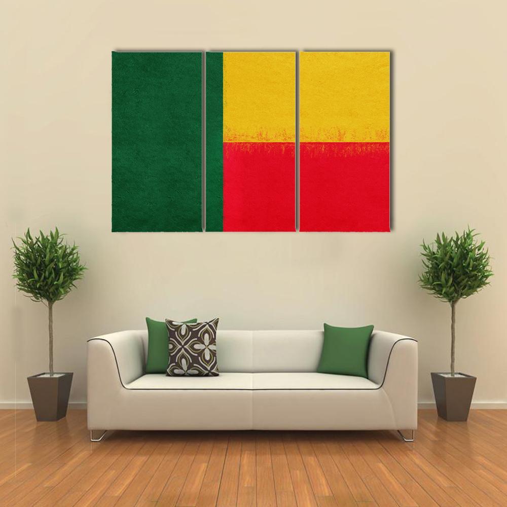 Flag Of Benin Canvas Wall Art-3 Horizontal-Gallery Wrap-37" x 24"-Tiaracle
