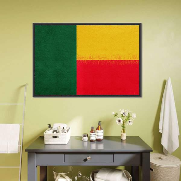 Flag Of Benin Canvas Wall Art-1 Piece-Floating Frame-24" x 16"-Tiaracle