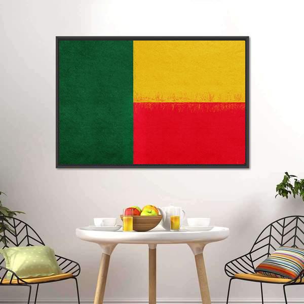 Flag Of Benin Canvas Wall Art-3 Horizontal-Gallery Wrap-25" x 16"-Tiaracle