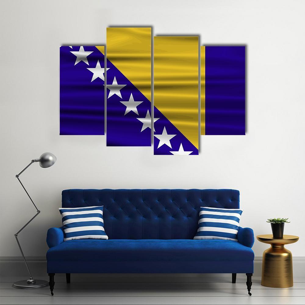 Flag Of Bosnia & Herzegovina Canvas Wall Art-4 Pop-Gallery Wrap-50" x 32"-Tiaracle