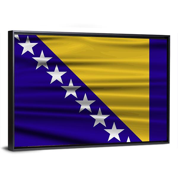 Flag Of Bosnia & Herzegovina Canvas Wall Art-3 Horizontal-Gallery Wrap-25" x 16"-Tiaracle