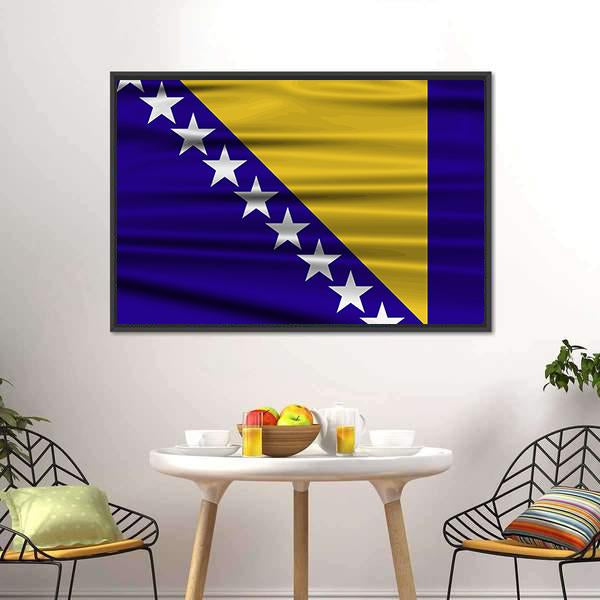 Flag Of Bosnia & Herzegovina Canvas Wall Art-3 Horizontal-Gallery Wrap-25" x 16"-Tiaracle