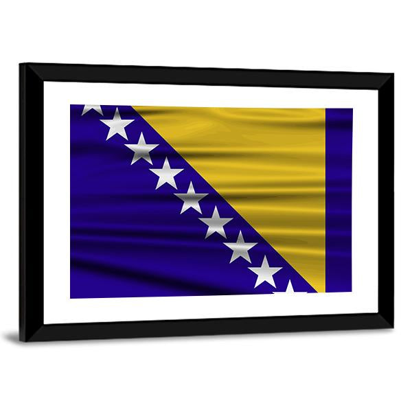 Flag Of Bosnia & Herzegovina Canvas Wall Art-3 Horizontal-Gallery Wrap-25" x 16"-Tiaracle