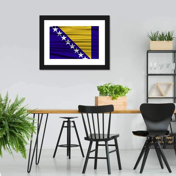 Flag Of Bosnia & Herzegovina Canvas Wall Art-3 Horizontal-Gallery Wrap-25" x 16"-Tiaracle