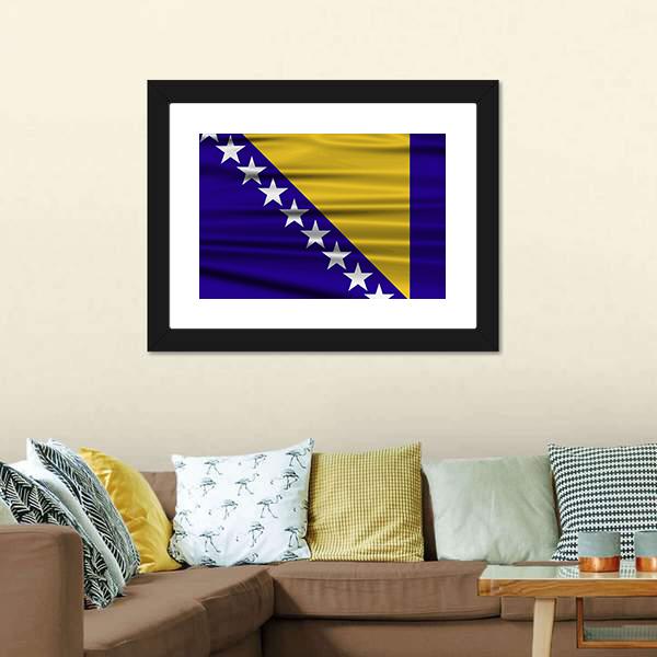 Flag Of Bosnia & Herzegovina Canvas Wall Art-3 Horizontal-Gallery Wrap-25" x 16"-Tiaracle