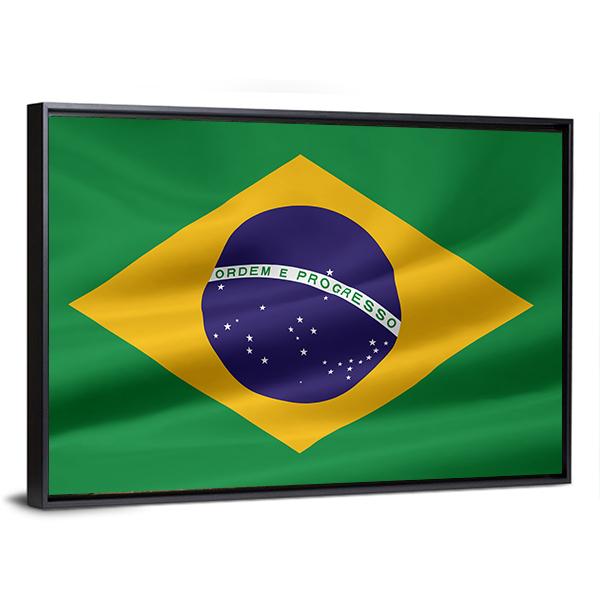 Flag Of Brazil Canvas Wall Art-3 Horizontal-Gallery Wrap-25" x 16"-Tiaracle