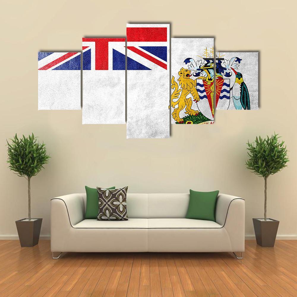 Flag Of British Antarctic Territory Canvas Wall Art-5 Star-Gallery Wrap-62" x 32"-Tiaracle