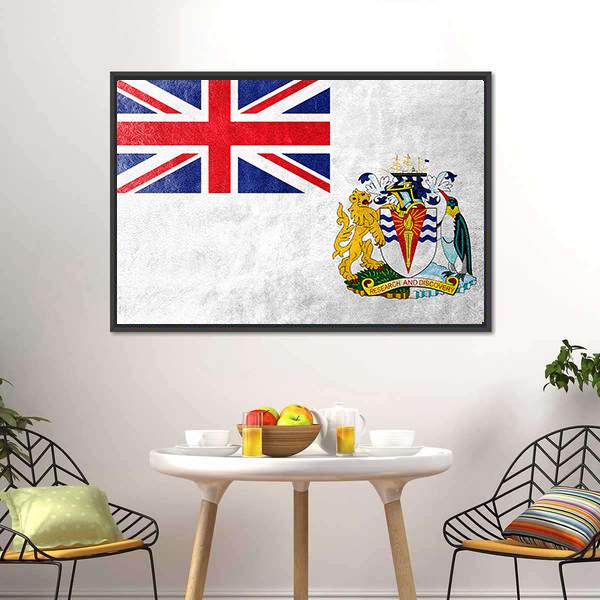 Flag Of British Antarctic Territory Canvas Wall Art-3 Horizontal-Gallery Wrap-25" x 16"-Tiaracle