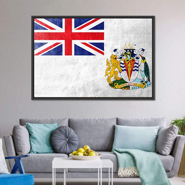 Flag Of British Antarctic Territory Canvas Wall Art-3 Horizontal-Gallery Wrap-25" x 16"-Tiaracle