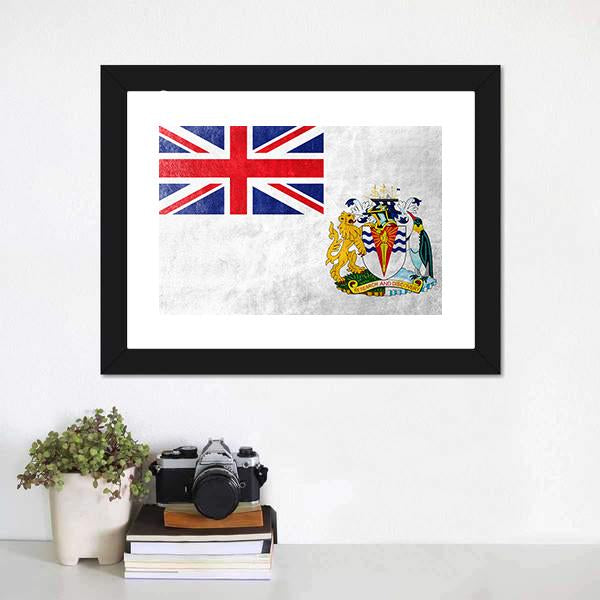 Flag Of British Antarctic Territory Canvas Wall Art-1 Piece-Framed Print-20" x 16"-Tiaracle