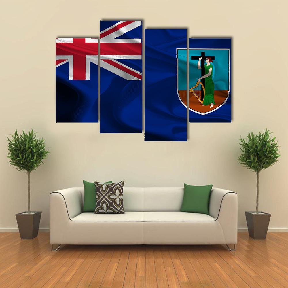 Flag Of British Overseas Territory Montserrat Canvas Wall Art-4 Pop-Gallery Wrap-50" x 32"-Tiaracle