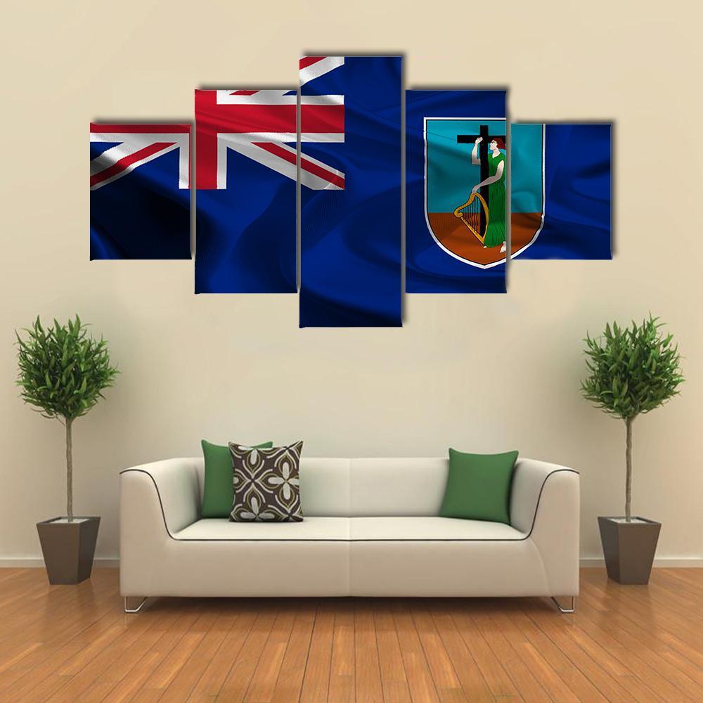 Flag Of British Overseas Territory Montserrat Canvas Wall Art-5 Star-Gallery Wrap-62" x 32"-Tiaracle