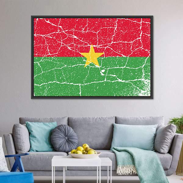 Flag Of Burkina Faso Canvas Wall Art-3 Horizontal-Gallery Wrap-25" x 16"-Tiaracle
