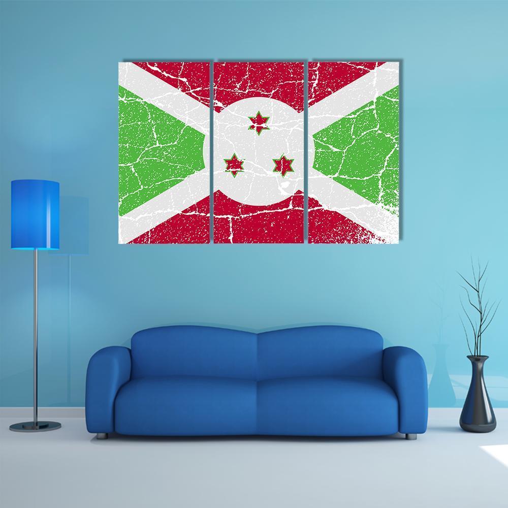 Flag Of Burundi Canvas Wall Art-3 Horizontal-Gallery Wrap-37" x 24"-Tiaracle