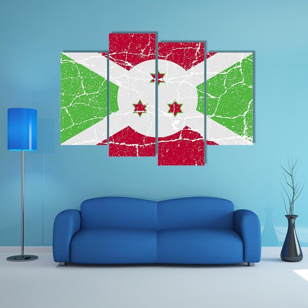 Flag Of Burundi Canvas Wall Art-4 Pop-Gallery Wrap-50" x 32"-Tiaracle