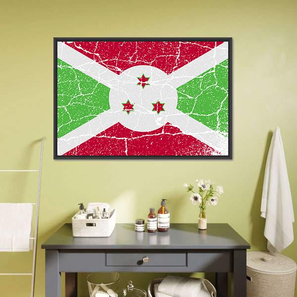 Flag Of Burundi Canvas Wall Art-1 Piece-Floating Frame-24" x 16"-Tiaracle