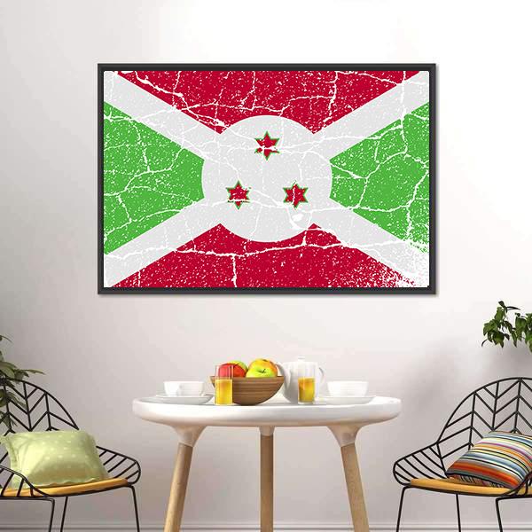 Flag Of Burundi Canvas Wall Art-3 Horizontal-Gallery Wrap-25" x 16"-Tiaracle