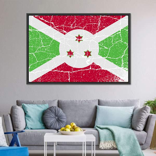 Flag Of Burundi Canvas Wall Art-3 Horizontal-Gallery Wrap-25" x 16"-Tiaracle