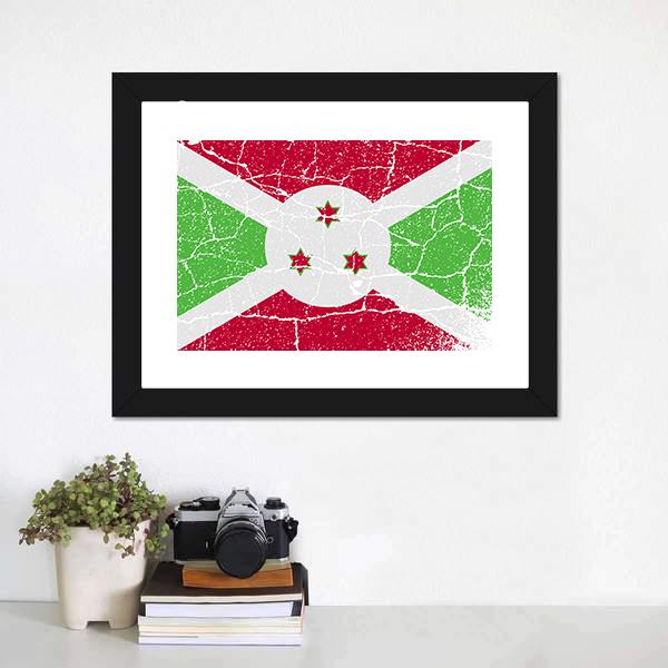 Flag Of Burundi Canvas Wall Art-1 Piece-Framed Print-20" x 16"-Tiaracle
