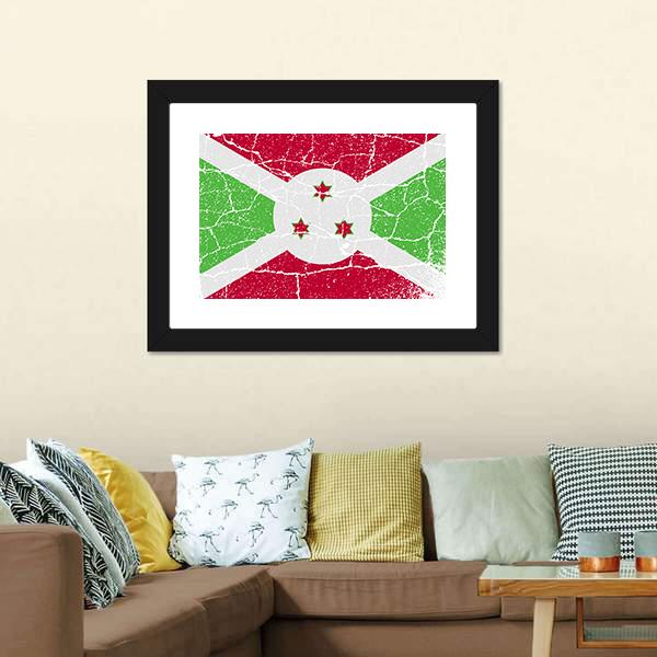 Flag Of Burundi Canvas Wall Art-3 Horizontal-Gallery Wrap-25" x 16"-Tiaracle