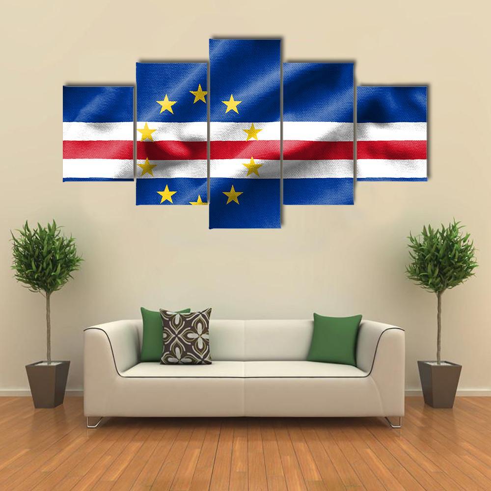 Flag Of Cape Verde Canvas Wall Art-5 Star-Gallery Wrap-62" x 32"-Tiaracle