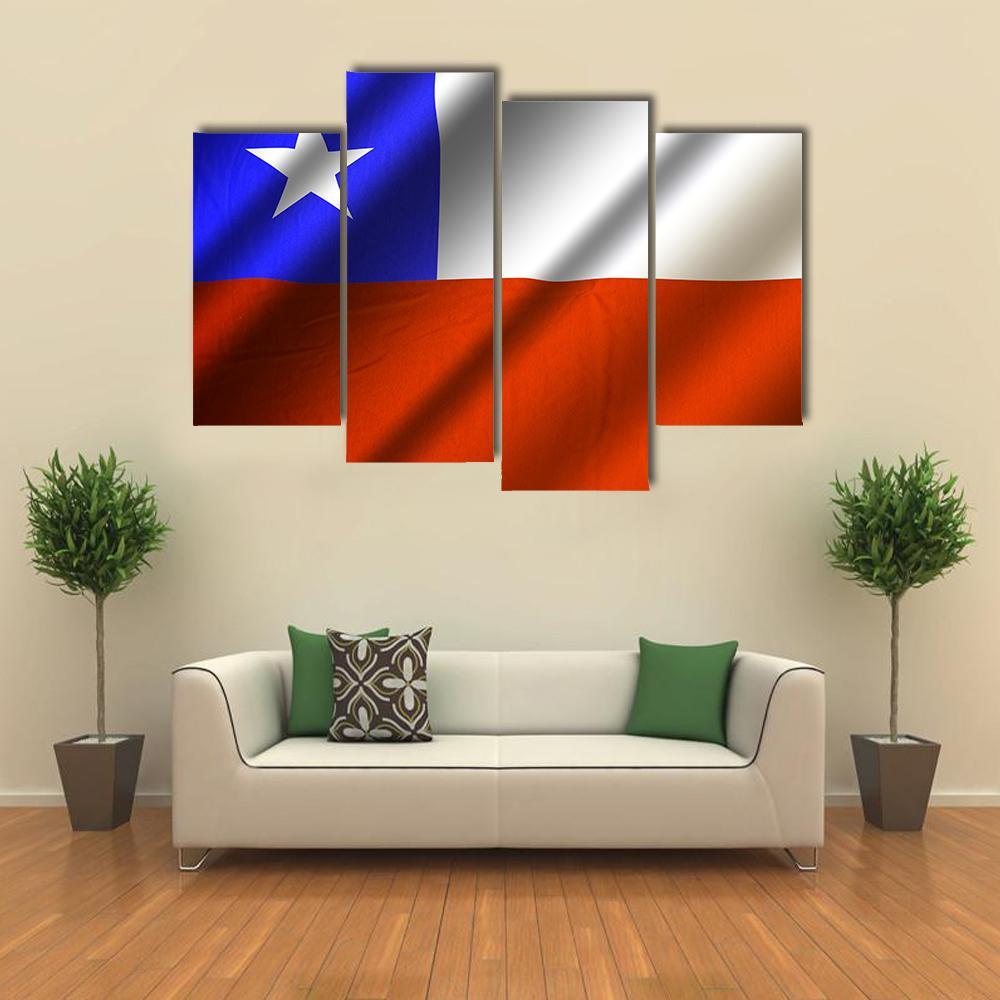Flag Of Chile Canvas Wall Art-4 Pop-Gallery Wrap-50" x 32"-Tiaracle